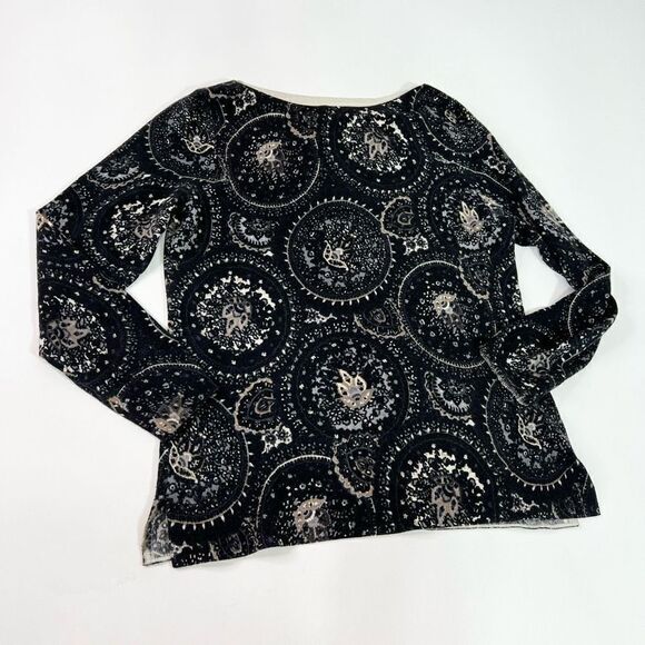 Talbots Merino Wool Sweater Womens MP Crew Floral Tribal Long Sleeve Pullover - Picture 1 of 9